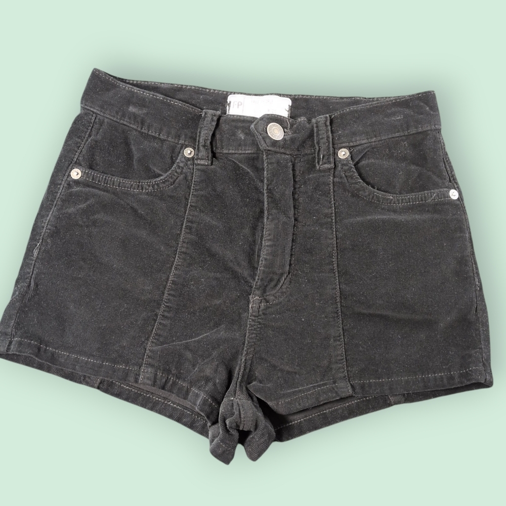 Free People Black Courdoroy Mini Shorts High Rise Size 25